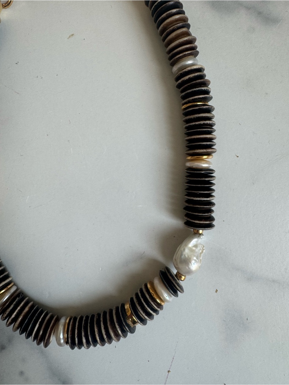 Lizzie Fortunato Bilbao Collar Necklace Disc Necklace with Pearl & Gold Accents - Picture 8 of 9